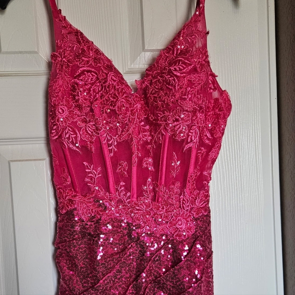 Pink Sequin Hoco Dress